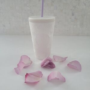 Starbucks Pearl White Textured 16oz Tumbler with Straw